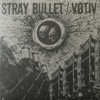 Stray Bullet, VØTIV - Split: Vinyl, 7", 45 RPM, Stereo, Black and grey splatter vinyl